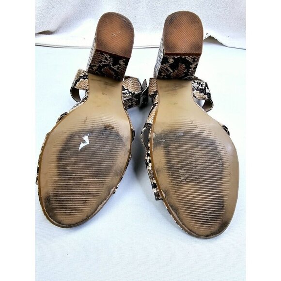 Steve Madden Size 9.5M Women's Snake Print Open Toe Ankle Strap Block Heel Shoes - Picture 7 of 14